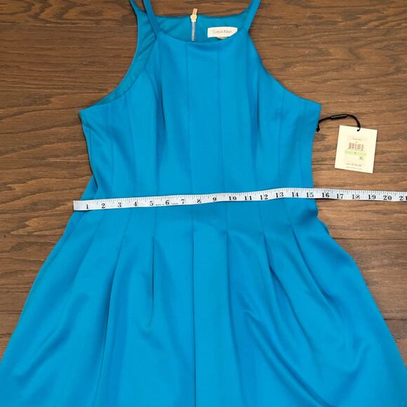 Calvin Klein turquoise pleated bodice scuba dress Size 8 NEW - Picture 8 of 10